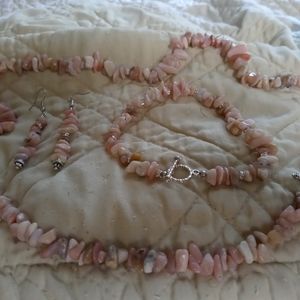 Natural Pink Opal Jewelry Set